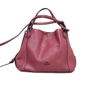 Authentic Coach Shoulder Bag Edie 28 Tote Bag Crossbody Leather Pink 57645